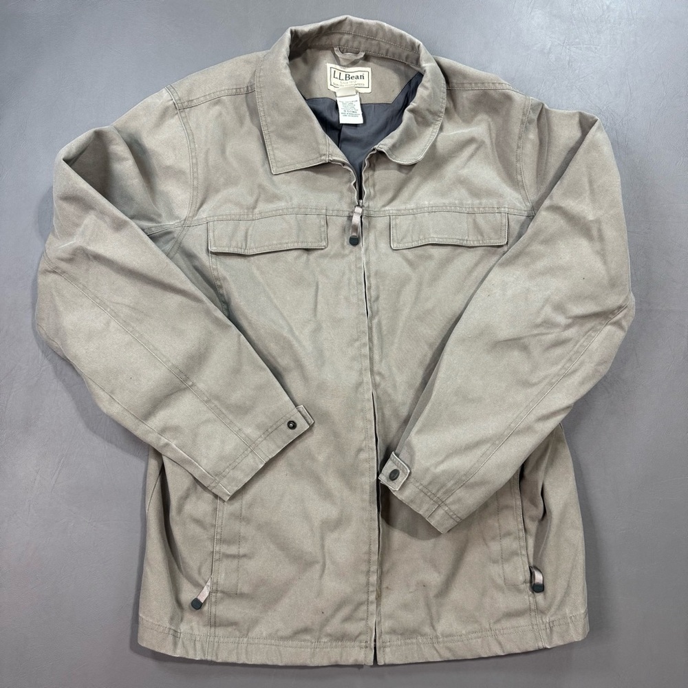 LL Bean XL Tall Khaki Jacket Lightweight Zip Front Casual Men’s 25x31